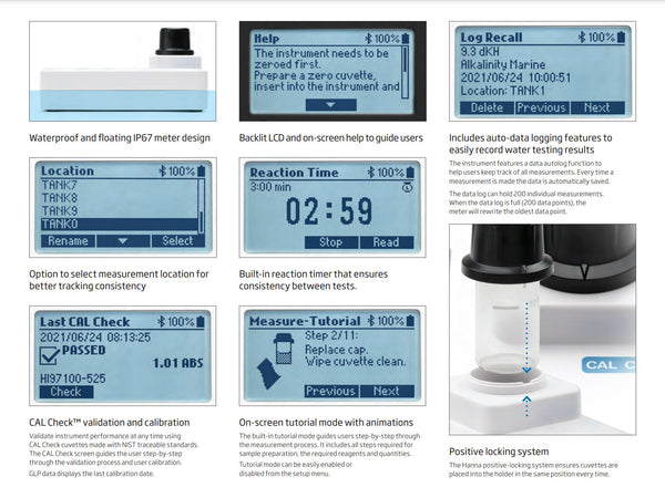 Marine Master HI97115 Multiparameter Photometer - Hanna Instruments - Bluetooth, Mg, Ammonia, and more!