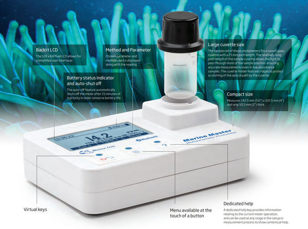 Marine Master HI97115 Multiparameter Photometer - Hanna Instruments - Bluetooth, Mg, Ammonia, and more!